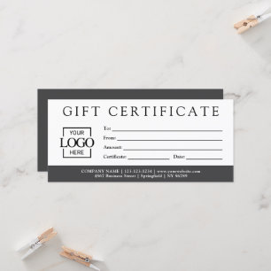 Carte Certificat Cadeau Entreprise Minimaliste Moderne P