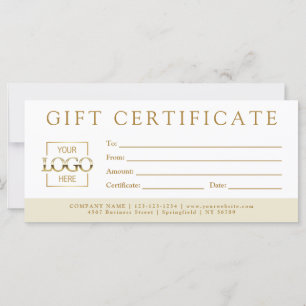Carte Certificat Cadeau Entreprise Minimaliste Personnal