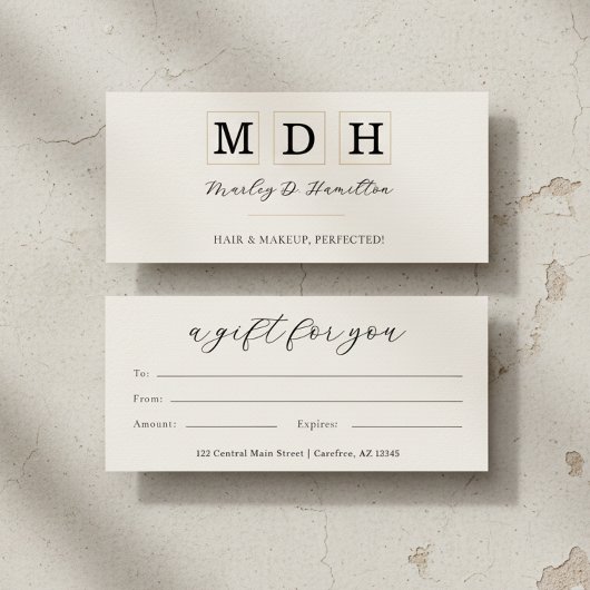 Carte Certificat Cadeau Entreprise Modern Script