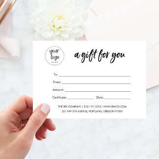 Carte Certificat Cadeau Entreprise Moderne Avec Logo