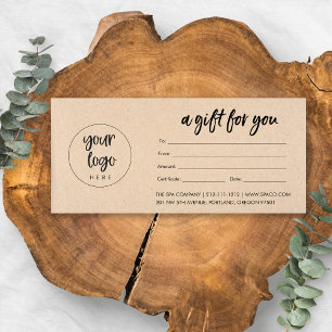 Carte Certificat Cadeau Entreprise Moderne Kraft Avec Lo