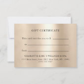 Carte CERTIFICAT CADEAU ENTREPRISE | Or (Dos)