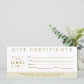 Carte Certificat Cadeau Entreprise Personnalisé Élégant  (Debout devant)