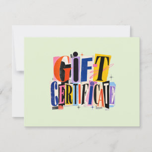 Carte Certificat Cadeau Entreprise Vert Coloré