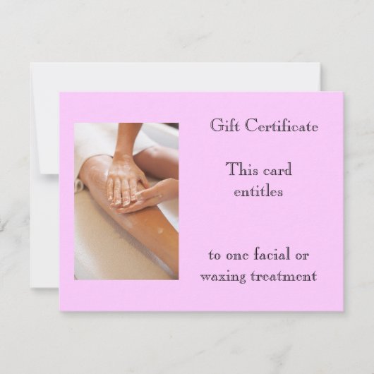 Carte Certificat cadeau épilation ou massage (Devant)