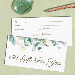 Carte Certificat cadeau Eucalyptus