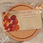 Carte Certificat cadeau Eucalyptus Rustic Kraft