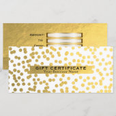 Carte Certificat cadeau Faux Foil Blanc & Or (Devant / Derrière)