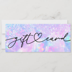 Carte certificat cadeau faux fond opale paillettes