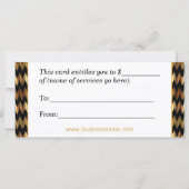 Carte Certificat cadeau Faux Gold Metallon Chevron (Dos)