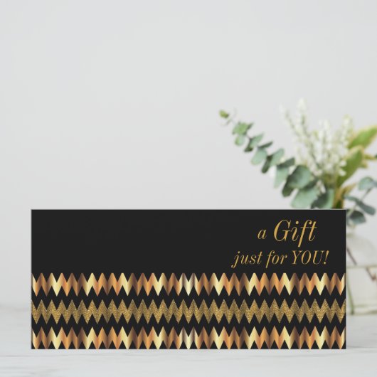 Carte Certificat cadeau Faux Gold Metallon Chevron (Debout devant)