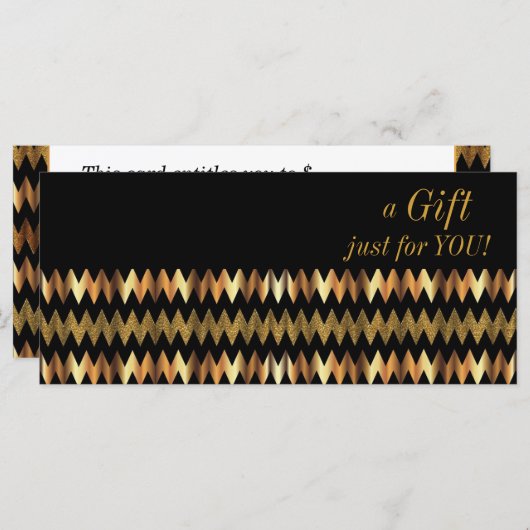 Carte Certificat cadeau Faux Gold Metallon Chevron (Devant / Derrière)