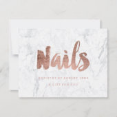 Carte Certificat cadeau faux rose or girly Nails marbre (Devant)
