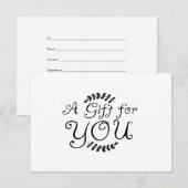 Carte Certificat cadeau Feuille Laurel noir et blanc (Devant / Derrière)