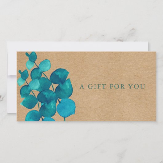 Carte Certificat Cadeau Feuilles d'Eucalyptus Rustique É (Devant)