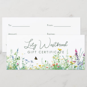 Carte Certificat Cadeau Fleur de Fleuriste Aquarelle