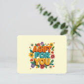 Carte Certificat Cadeau Fleur Retro Jaune (Debout devant)