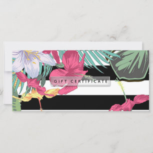 Carte Certificat Cadeau Fleurs Feuilles Floral Tropical