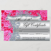 Carte Certificat cadeau Floral dentelle ongle salon de c (Devant / Derrière)