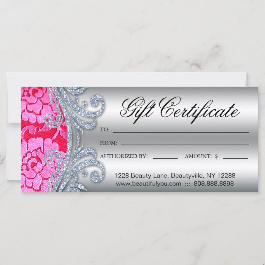 Carte Certificat cadeau Floral dentelle ongle salon de c (Devant)