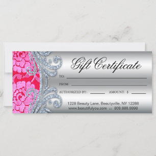 Carte Certificat cadeau Floral dentelle ongle salon de c