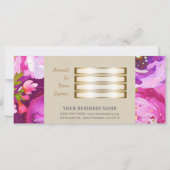 Carte Certificat Cadeau Floral Or Rose Violet Pop (Dos)