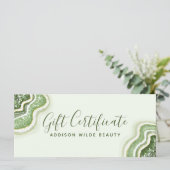 Carte Certificat Cadeau Géode d'Agate Vert Émeraude Pail (Debout devant)