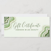 Carte Certificat Cadeau Géode d'Agate Vert Émeraude Pail (Devant)