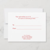 Carte Certificat cadeau Gold et Red Holiday (Dos)