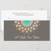 Carte Certificat cadeau Gold Floral Mandala (Devant / Derrière)