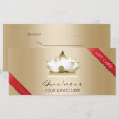 Carte Certificat cadeau | Gold Lotus Logo Spa & Salon (Devant / Derrière)