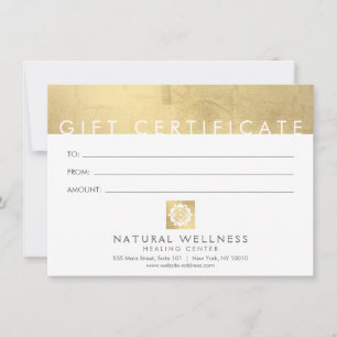 Carte Certificat-cadeau Gold Wellness Abstrait moderne