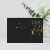 Carte Certificat cadeau Golden and Black Beauty Salon (Debout devant)
