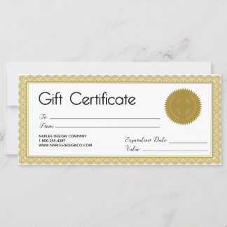 Carte Certificat cadeau Golden Seal