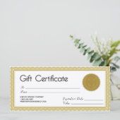 Carte Certificat cadeau Golden Seal (Debout devant)