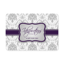 Certificat cadeau Gris Damas et Eggplant Purple