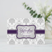 Carte Certificat cadeau Gris Damas et Eggplant Purple (Debout devant)