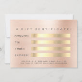 Carte Certificat cadeau Gris Rose Gold Kiss Beauty Studi (Dos)