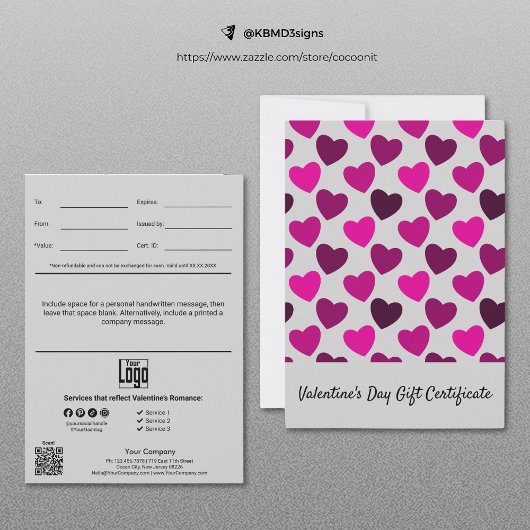 Carte Certificat cadeau Heureuse Sainte-Valentin moderne
