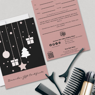 Carte Certificat Cadeau Hiver Petite Entreprise Black Pi