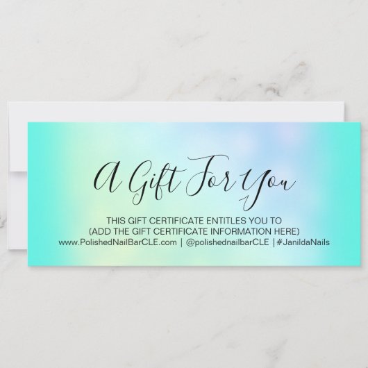 Carte Certificat Cadeau Holographe Coiffeur Lash de maqu (Devant)