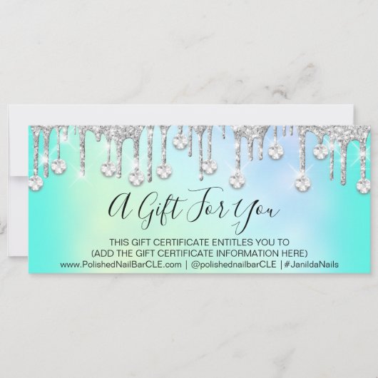 Carte Certificat cadeau Holographe Parties scintillant D (Devant)
