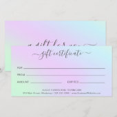 Carte Certificat cadeau holographique du salon à ongles (Devant / Derrière)