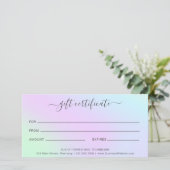 Carte Certificat cadeau holographique du salon à ongles (Debout devant)