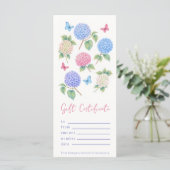 Carte Certificat cadeau Hydrangea d'aquarelle personnali (Debout devant)