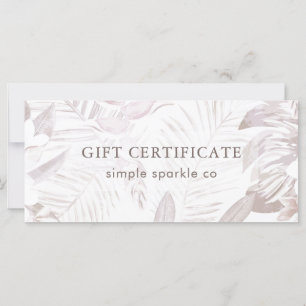Carte Certificat cadeau imprimé Mauve Palm Muted