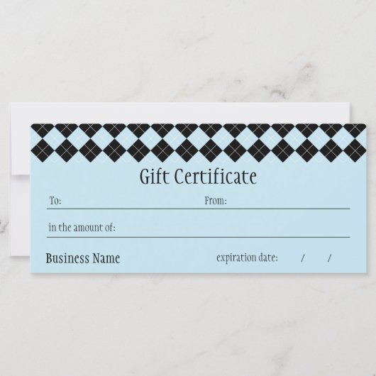 Carte Certificat cadeau Jacquard bleu (Devant)