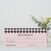 Carte Certificat cadeau Jacquard rose (Debout devant)