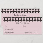 Carte Certificat cadeau Jacquard rose (Devant / Derrière)