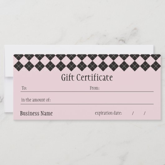 Carte Certificat cadeau Jacquard rose (Devant)